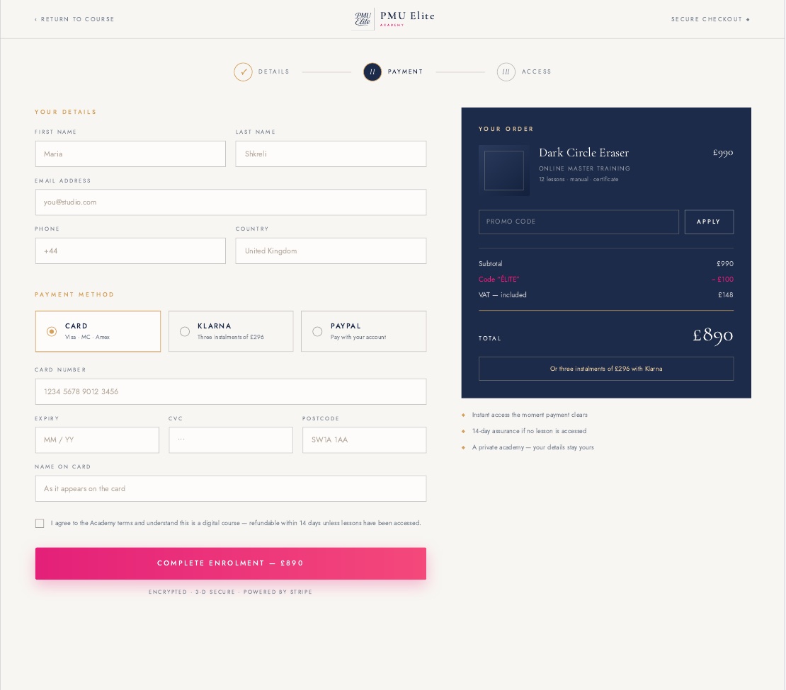 Checkout and payments