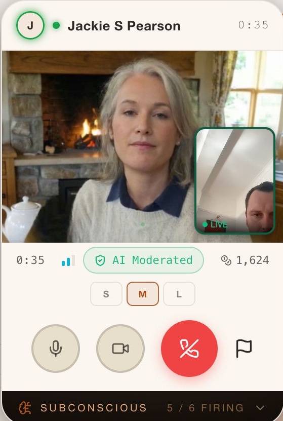 LoveAura AI facetime call interface